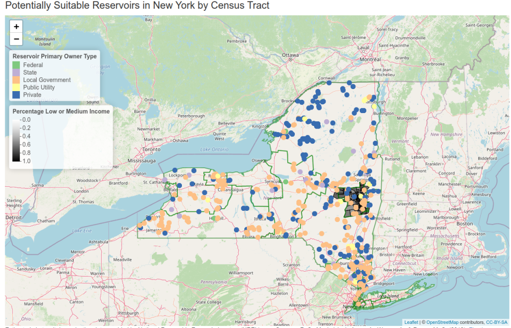 Potentially Suitable Reservoirs in New York by Census Tract